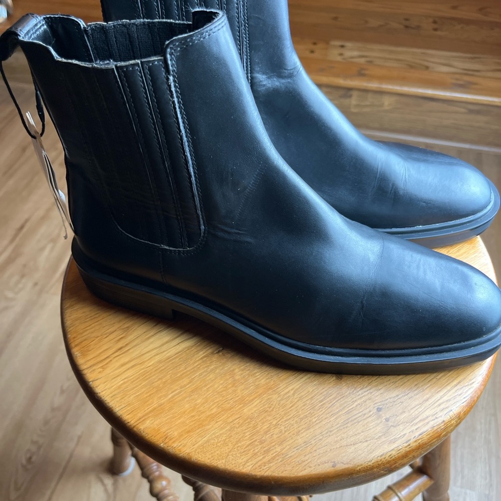 ZARA Black Leather Chelsea Boots AirFit Insole NWT Size 40 (US 9)